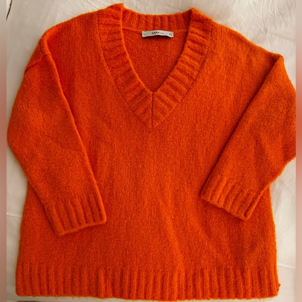 Zara knit chunky orange sweater size: small